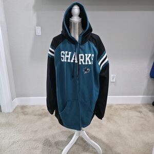 Reebok Teal and Black Zip-Up Sweater